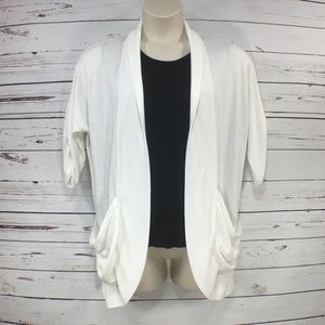 Lafayette 148 New York Open Front Cardigan White